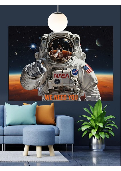 Astronot Uzay Keşfi Giysisi Dekoratif Kanvas - Mdf Ahşap Tablo