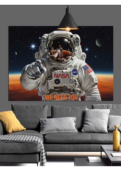 Astronot Uzay Keşfi Giysisi Dekoratif Kanvas - Mdf Ahşap Tablo modelleri
