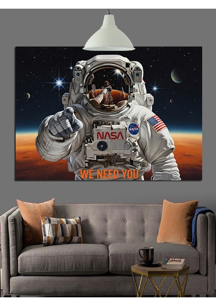 Astronot Uzay Keşfi Giysisi Dekoratif Kanvas - Mdf Ahşap Tablo fırsatları