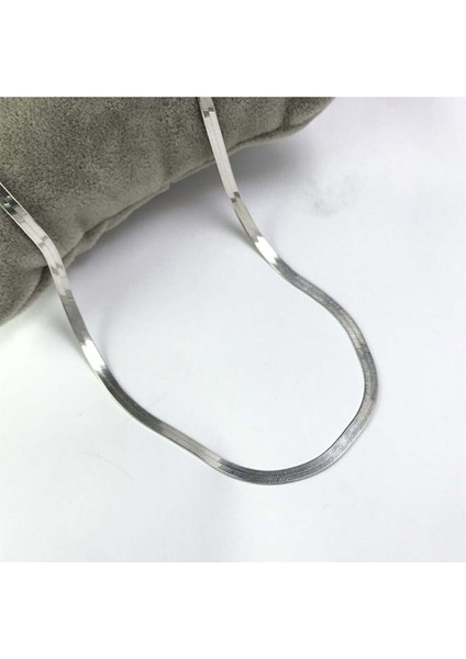 Kadın 925 Ayar Gümüş Italyan Yassı Ezme Zincir