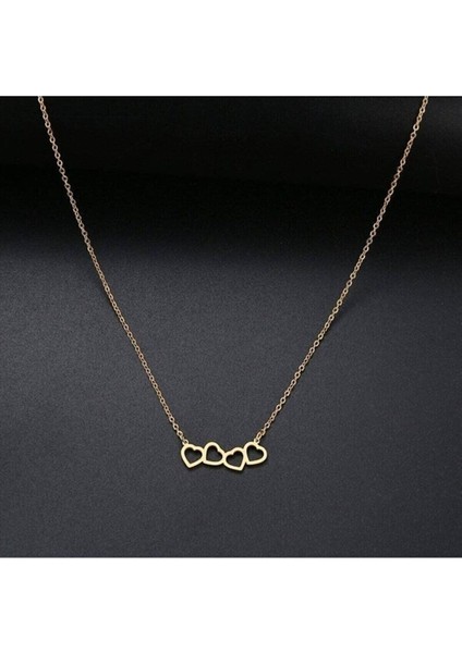 Kadın 925 Ayar Gümüş Dörtlü Kalp Model Kolye