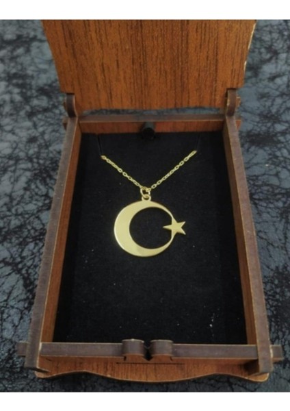 925 Ayar Gümüş Ay Yıldız Kolye