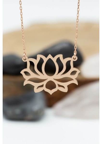 Kadın 925 Ayar Gümüş Lotus Çiçeği Kolye