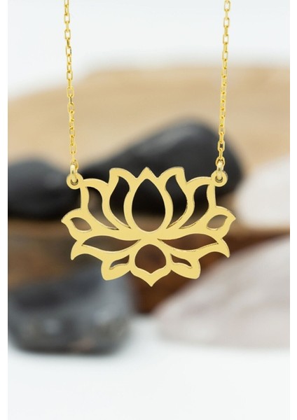 Kadın 925 Ayar Gümüş Lotus Çiçeği Kolye