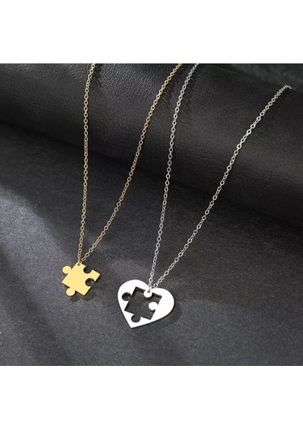 925 Ayar Gümüş Çift Birbirini Tamamlayan Yapboz Kolye indirimleri