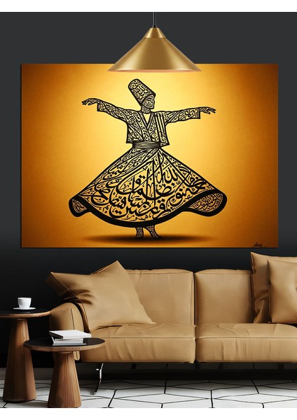 Sema Eden Derviş Figürü Illüstrasyonu Dekoratif Kanvas - Mdf Ahşap Tablo fiyatları