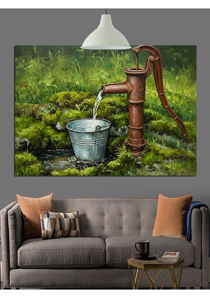 Eski Kova ve Su Kuyusu Dekoratif Kanvas - Mdf Ahşap Tablo indirimleri