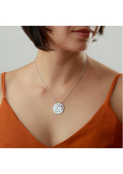Kadın 925 Ayar Gümüş Isimli Kalpli Plaka Kolye