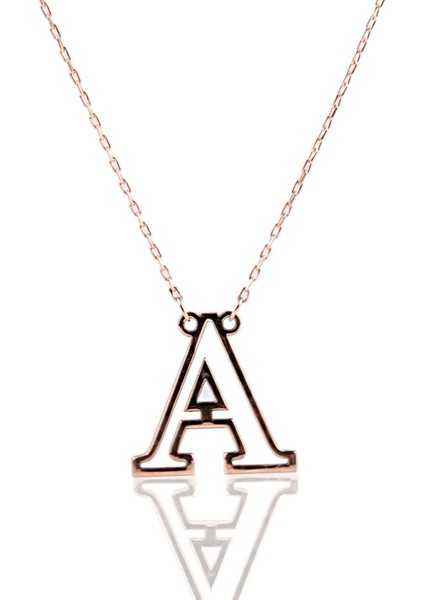 Unisex 925 Ayar Gümüş Rose Kaplama Harfli Kolye modelleri