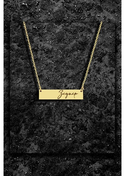 Kadın 925 Ayar Gümüş Altın Kaplama Isimli Plaka Kolye fiyatları