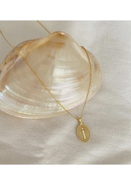 Kadın 925 Ayar Gümüş Altın Kaplama Harfli Kolye