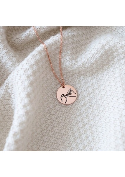Unisex 925 Ayar Gümüş Rose Arkadaşlık Kolyesi