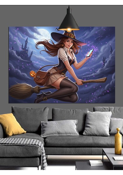 Uçan Cadı Dekoratif Kanvas - Mdf Ahşap Tablo fiyatları