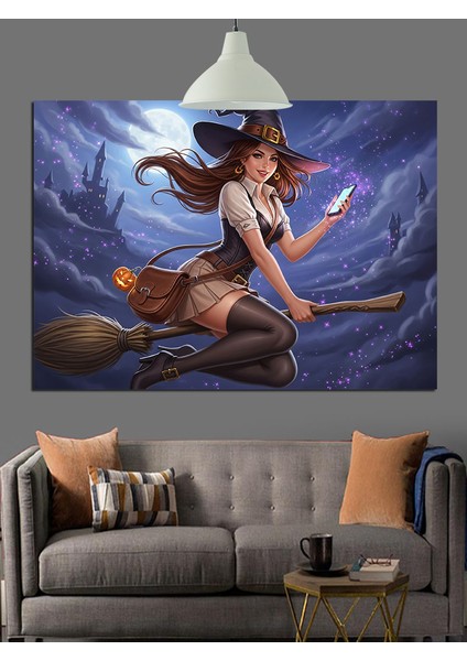 Uçan Cadı Dekoratif Kanvas - Mdf Ahşap Tablo modelleri