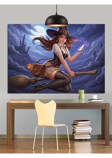 Uçan Cadı Dekoratif Kanvas - Mdf Ahşap Tablo fırsatları