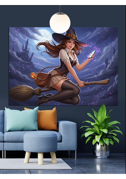 Uçan Cadı Dekoratif Kanvas - Mdf Ahşap Tablo indirimleri