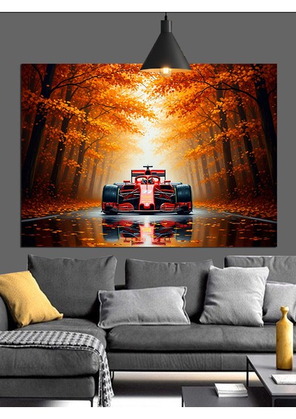 Kırmızı Formula 1 Aracı Yarışıyor Dekoratif Kanvas - Mdf Ahşap Tablo modelleri