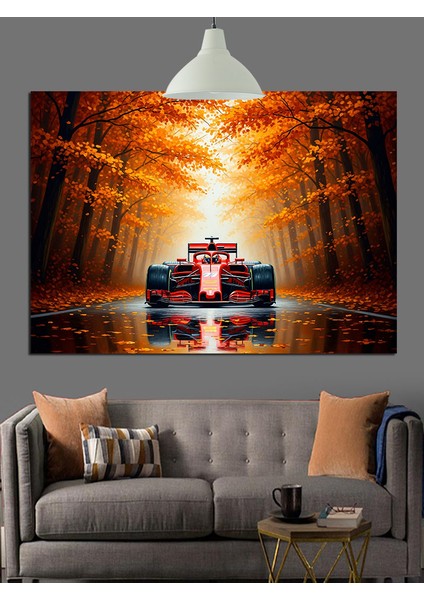 Kırmızı Formula 1 Aracı Yarışıyor Dekoratif Kanvas - Mdf Ahşap Tablo fırsatları