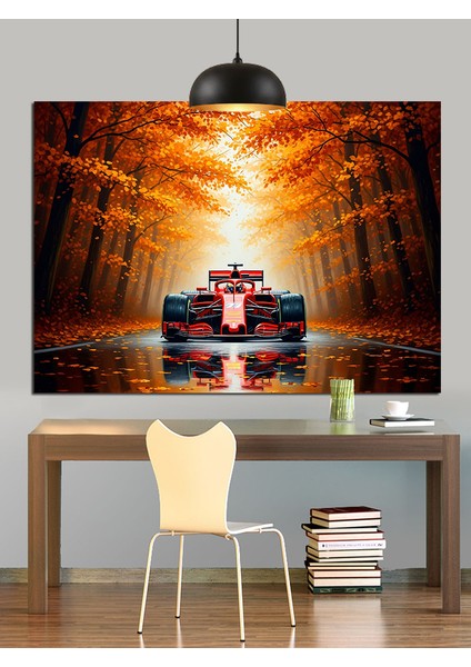 Kırmızı Formula 1 Aracı Yarışıyor Dekoratif Kanvas - Mdf Ahşap Tablo indirimleri