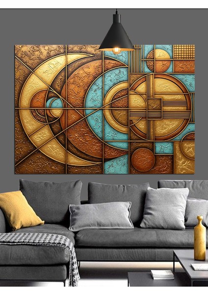 Geometrik Şekiller Antik Konsept Dekoratif Kanvas - Mdf Ahşap Tablo fiyatları