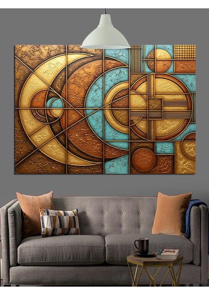 Geometrik Şekiller Antik Konsept Dekoratif Kanvas - Mdf Ahşap Tablo modelleri