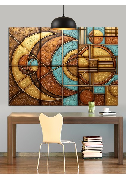 Geometrik Şekiller Antik Konsept Dekoratif Kanvas - Mdf Ahşap Tablo fırsatları