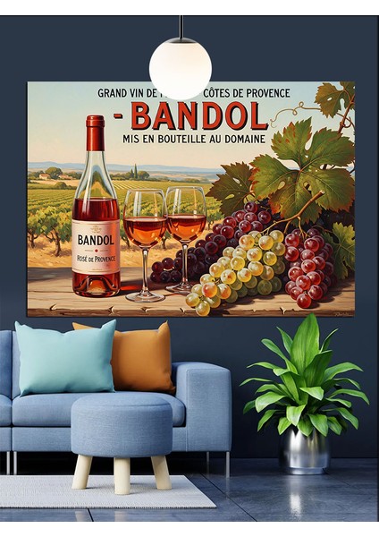 Şarap Reklamı Üzüm Bandol Dekoratif Kanvas - Mdf Ahşap Tablo fiyatları