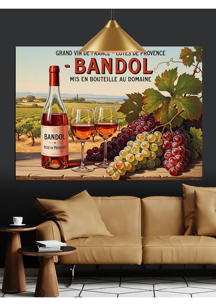 Şarap Reklamı Üzüm Bandol Dekoratif Kanvas - Mdf Ahşap Tablo modelleri