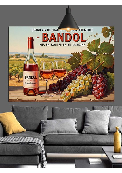 Şarap Reklamı Üzüm Bandol Dekoratif Kanvas - Mdf Ahşap Tablo fırsatları