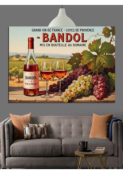 Şarap Reklamı Üzüm Bandol Dekoratif Kanvas - Mdf Ahşap Tablo indirimleri