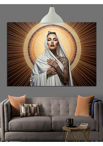 Örtülü Kadın ve Işıklar Dekoratif Kanvas - Mdf Ahşap Tablo fiyatları