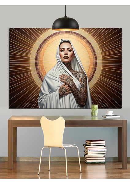 Örtülü Kadın ve Işıklar Dekoratif Kanvas - Mdf Ahşap Tablo modelleri