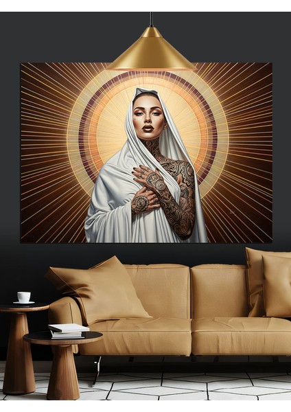 Örtülü Kadın ve Işıklar Dekoratif Kanvas - Mdf Ahşap Tablo indirimleri