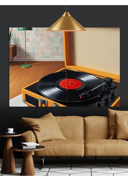 Pikapta Eski Plak Çalıyor Dekoratif Kanvas - Mdf Ahşap Tablo fiyatları