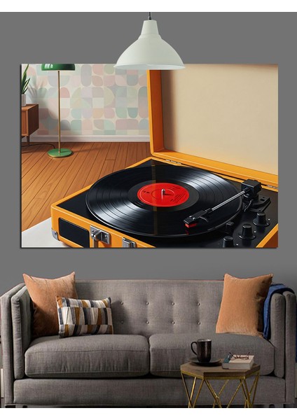 Pikapta Eski Plak Çalıyor Dekoratif Kanvas - Mdf Ahşap Tablo fırsatları