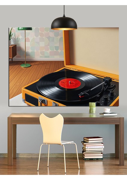 Pikapta Eski Plak Çalıyor Dekoratif Kanvas - Mdf Ahşap Tablo indirimleri