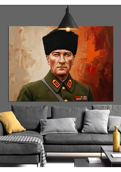 Asker Üniformalı Atatürk Dekoratif Kanvas - Mdf Ahşap Tablo fiyatları
