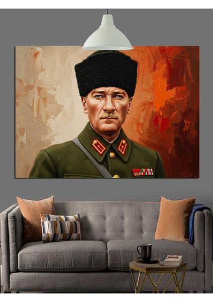 Asker Üniformalı Atatürk Dekoratif Kanvas - Mdf Ahşap Tablo modelleri