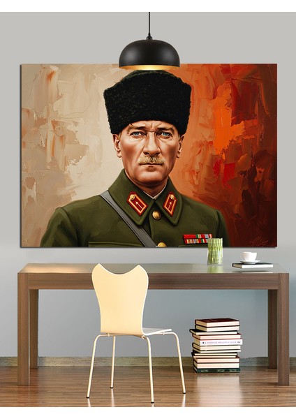 Asker Üniformalı Atatürk Dekoratif Kanvas - Mdf Ahşap Tablo fırsatları