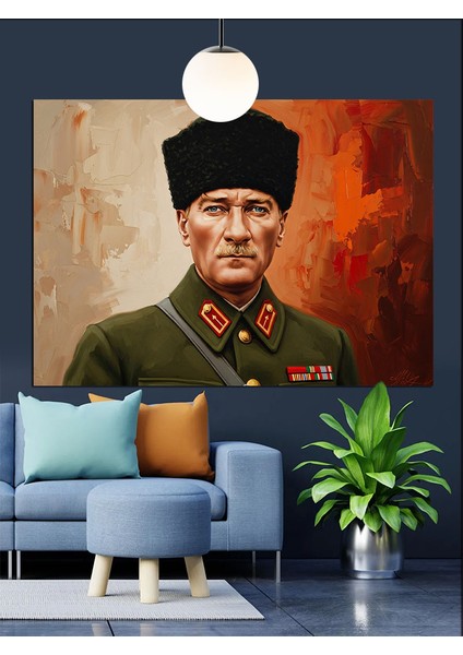 Asker Üniformalı Atatürk Dekoratif Kanvas - Mdf Ahşap Tablo indirimleri