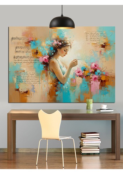 Çiçeklerle Süslü Kadın Silüeti Dekoratif Kanvas - Mdf Ahşap Tablo fırsatları