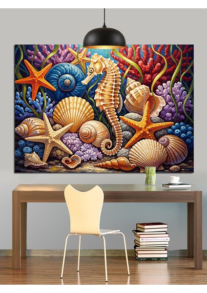 Deniz Kabukları ve Deniz Canlıları Dekoratif Kanvas - Mdf Ahşap Tablo fiyatları