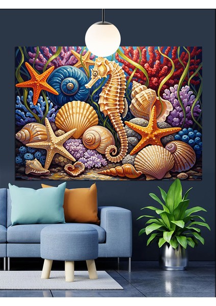 Deniz Kabukları ve Deniz Canlıları Dekoratif Kanvas - Mdf Ahşap Tablo modelleri