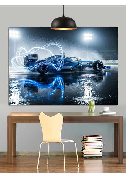 Mavi Spor Araba Sanatı Dekoratif Kanvas - Mdf Ahşap Tablo fiyatları