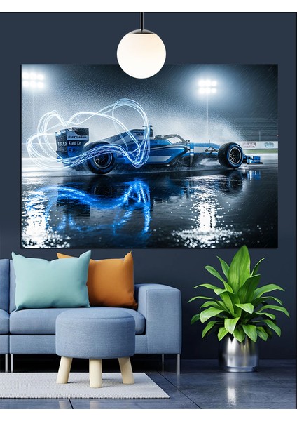Mavi Spor Araba Sanatı Dekoratif Kanvas - Mdf Ahşap Tablo modelleri