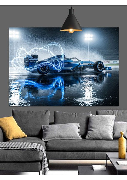 Mavi Spor Araba Sanatı Dekoratif Kanvas - Mdf Ahşap Tablo indirimleri