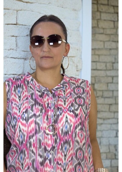 Organik Italyan Ince Keten Hakim Yaka Japone Kol(Kolsuz) Desenli Büyük Beden Gömlek indirimleri