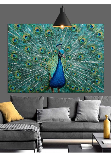 Tavus Kuşu Tüyleri Canlı Renkler Dekoratif Kanvas - Mdf Ahşap Tablo indirimleri