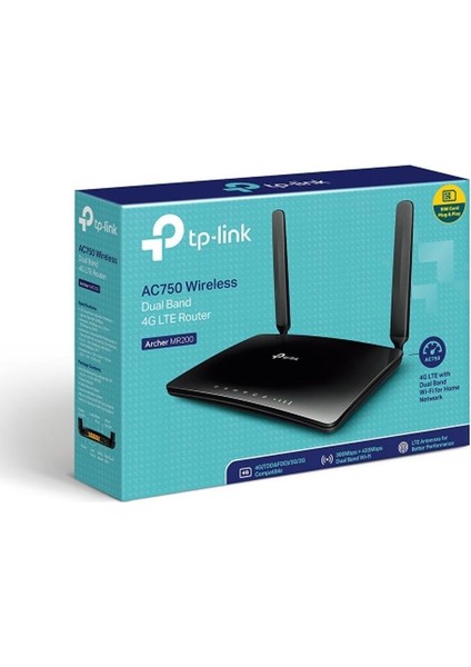 Tp-Lınk Archer MR200, AC750, 4port, 750MBPS, Dual Band Wifi, Masaüstü, Lte Micro Sim Kart Takılabilir 3g-4g Destekli Router