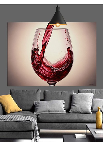 Kırmızı Şarap Kadehi Damla Dekoratif Kanvas - Mdf Ahşap Tablo